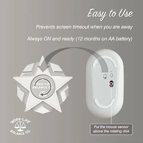 Work-Life Balance Corporation Mechanical Mouse Jiggler, White Star | Keeps PC Active thumbnail 9