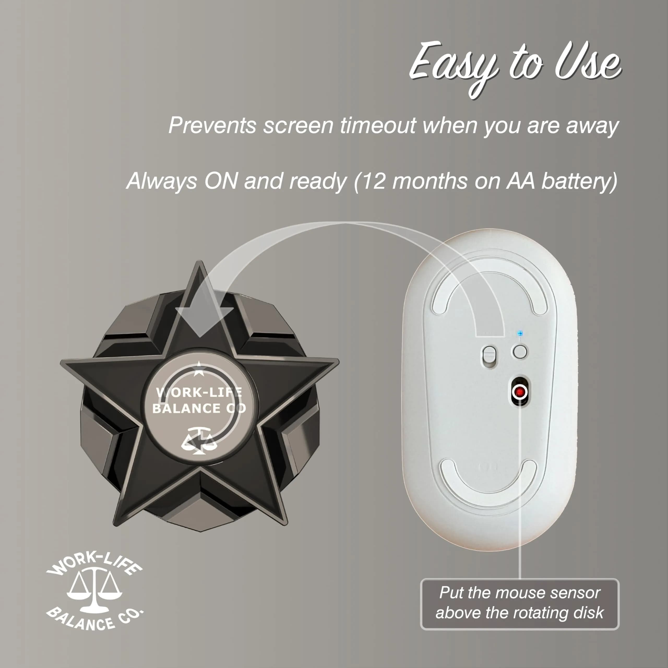 Work-Life Balance Corporation Mechanical Mouse Jiggler | No USB, Cordless, Silent Undetectable Mouse Mover - view 9