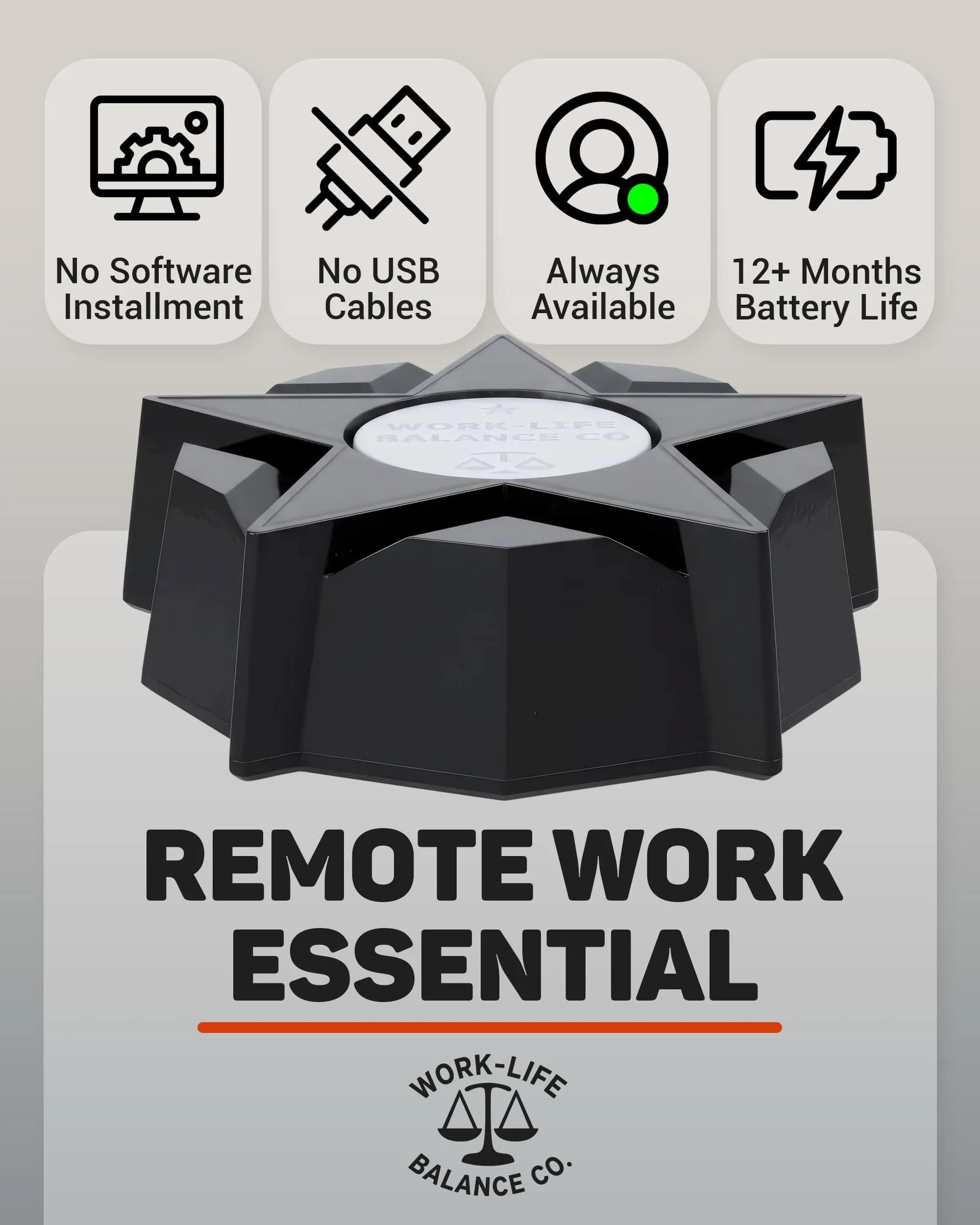 Work-Life Balance Corporation Black Star Mechanical Mouse Jiggler, Cordless & Undetectable - view 4