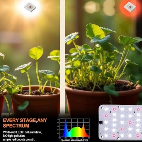 DOMMIA Panel Grow Light for Indoor Plants, 20W Ultra-Thin Full Spectrum | Adjustable Timer & Brightness thumbnail 4