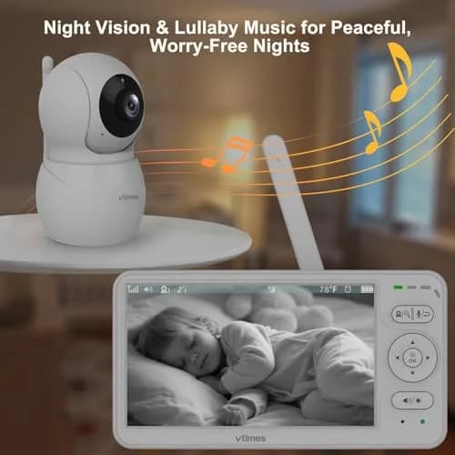 VTimes Baby Monitor with Camera and Audio, 6-inch IPS Screen, 30-Hour Battery | No WiFi Night Vision ECO 2-Way Audio PTZ 1000ft Range thumbnail 6