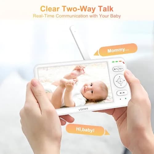 VTimes Baby Monitor with Camera and Audio, 6-inch IPS Screen, 30-Hour Battery | No WiFi Night Vision ECO 2-Way Audio PTZ 1000ft Range thumbnail 7