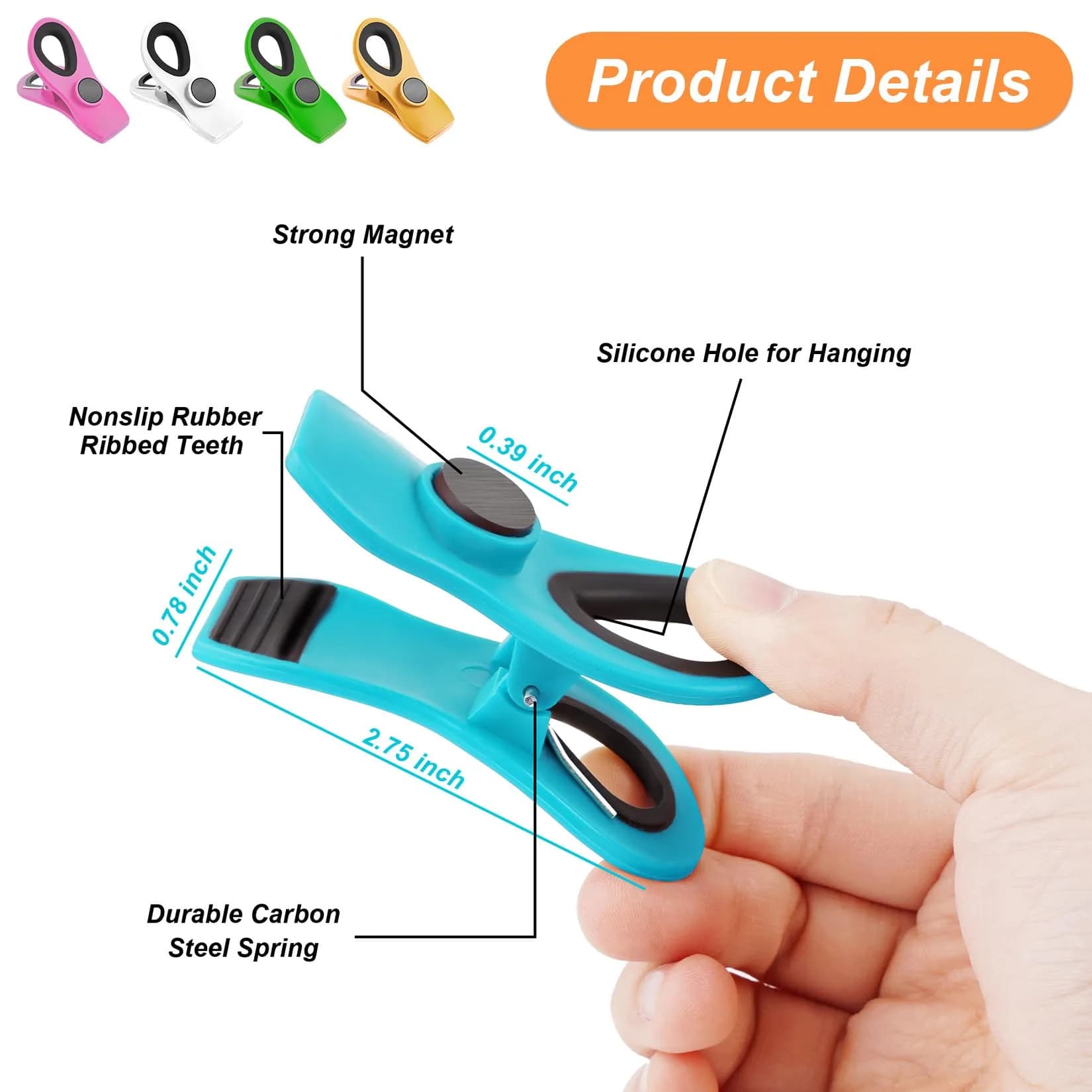Jetmore 20 Pack Chip Clips | Magnetic Food Bag Clips for Kitchen & Office - view 7