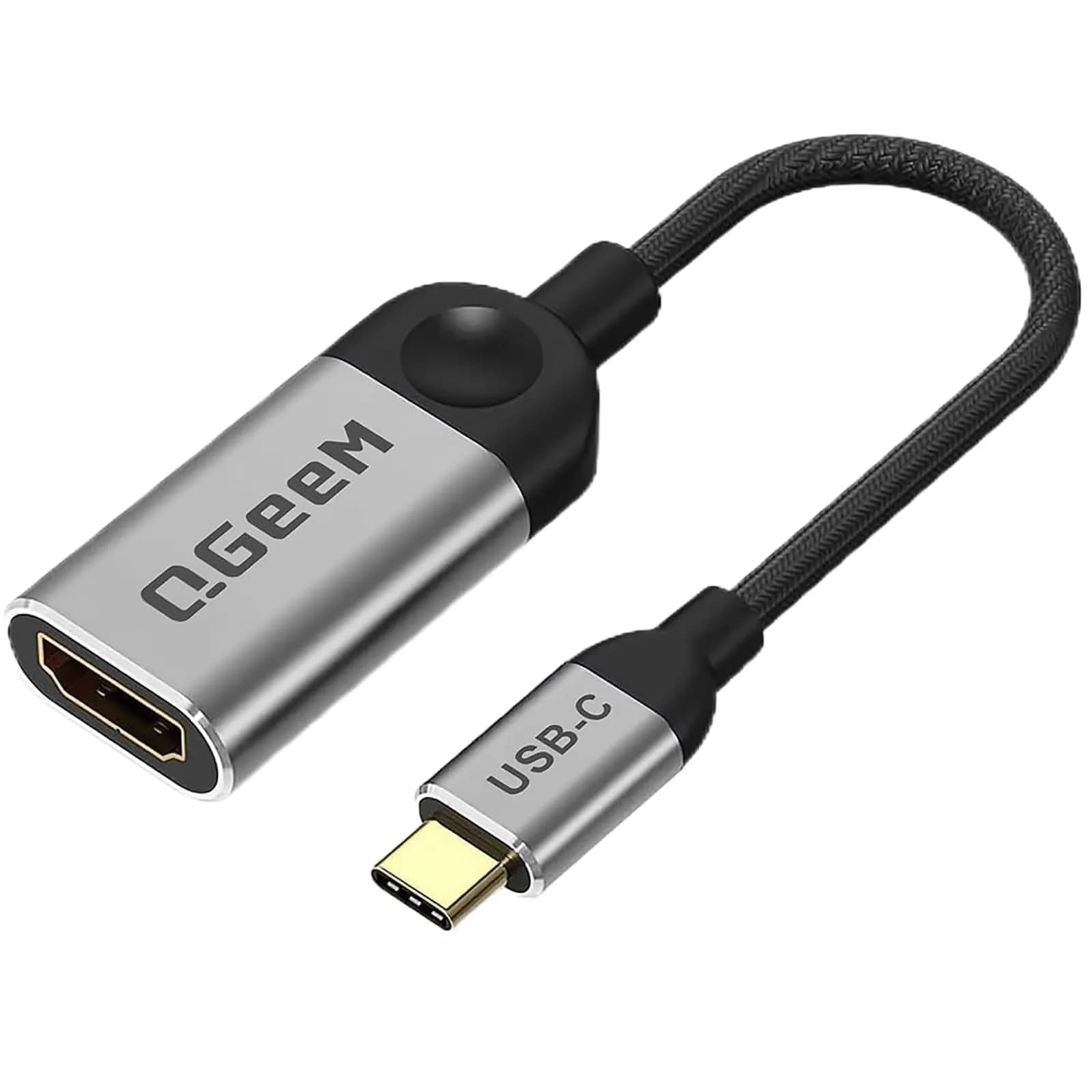 QGeeM USB C to HDMI Adapter 4K Cable, USB Type-C to HDMI Adapter [Thunderbolt 3/4 Compatible] for Laptop MacBook Pro/Air, iPhone15 16 Pro/max,GalaxyS8-S23,XPS,Pixelbook,Thinkpad,Surface,Ipad Pro etc. — Grey