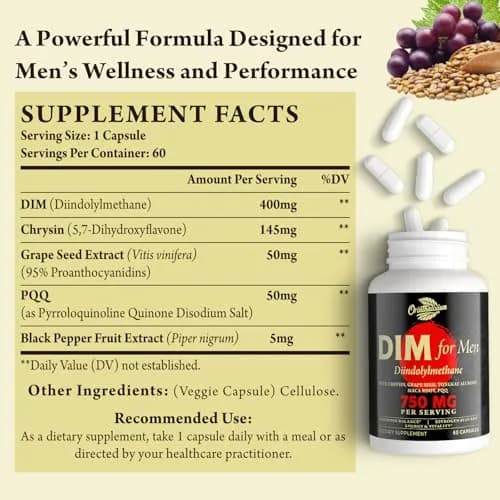 Orinthalixium DIM for Men 750MG | Hormone Balance & Vitality Support (100-120c) thumbnail 2