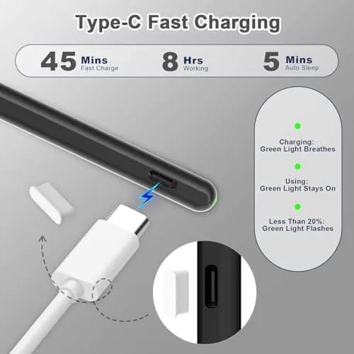 Peaboni Stylus Pen for iPad 2018-2026 | Magnetic & USB-C Fast Charge, 8hr Drawing thumbnail 4