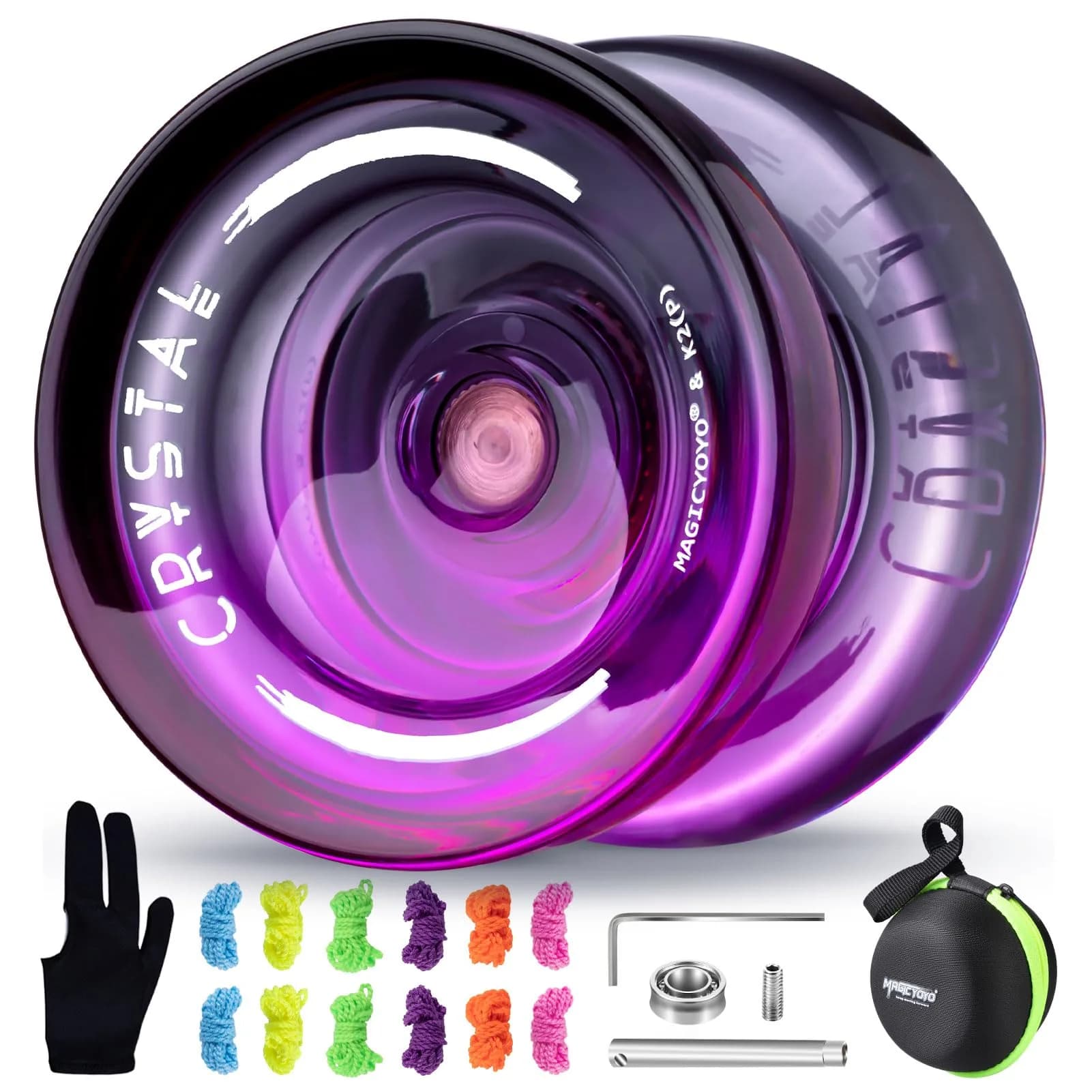 MAGICYOYO K2 Crystal Professional Responsive Yoyo for Kids (Black Purple) | Dual Purpose Yo-Yo for String Tricks — Black purple