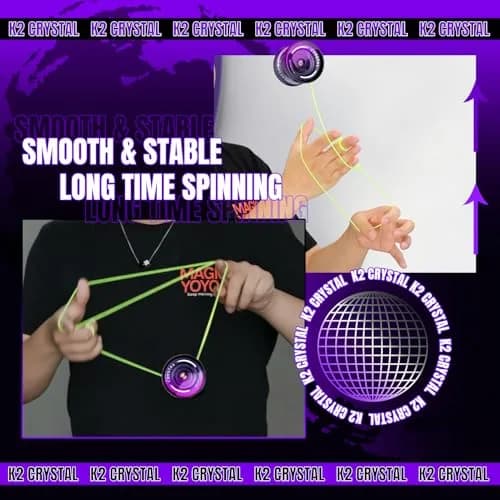 MAGICYOYO K2 Crystal Professional Responsive Yoyo for Kids (Black Purple) | Dual Purpose Yo-Yo for String Tricks thumbnail 5