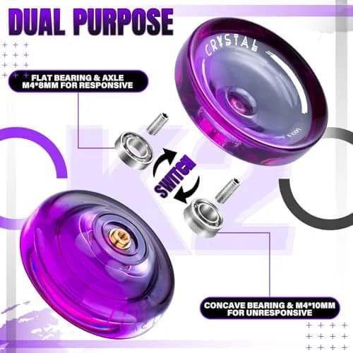 MAGICYOYO K2 Crystal Professional Responsive Yoyo for Kids (Black Purple) | Dual Purpose Yo-Yo for String Tricks thumbnail 3