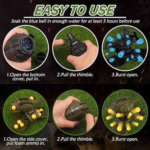 SitertCF Tactical Toy Hand Grenade Bomb for Nerf CS Battle Game, 140g (0.3 lb) | Spring-Powered Foam Ammo Launcher thumbnail 4