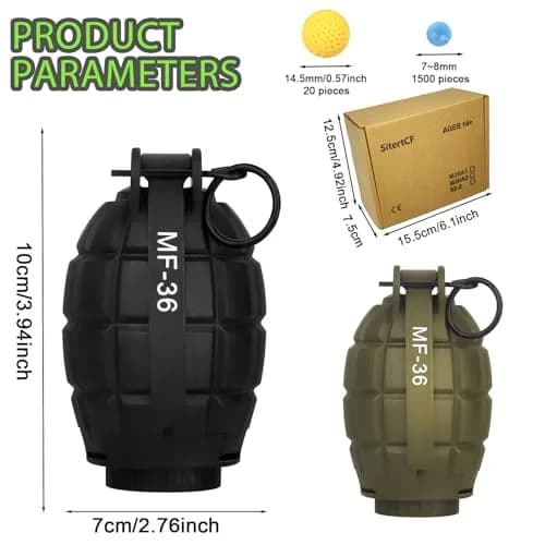 SitertCF Tactical Toy Hand Grenade Bomb for Nerf CS Battle Game, 140g (0.3 lb) | Spring-Powered Foam Ammo Launcher thumbnail 2