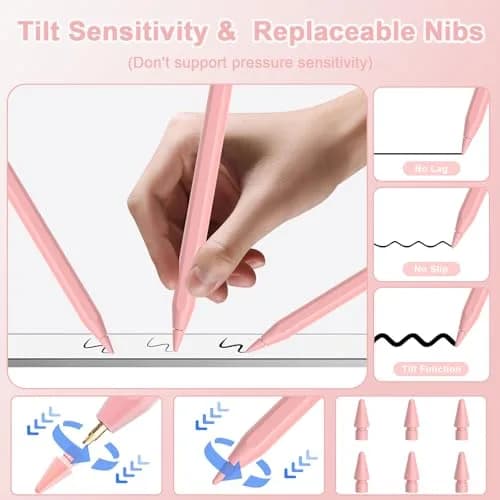 Peaboni Pink Input_Pen Magnetic Wireless Charging & USB C Fast Charge Stylus for iPad 11/10/9/8/7/6th Gen, Pro 13"/12.9"/11", Air M4/M3/M2/5/4/3, Mini (A17 Pro) thumbnail 5