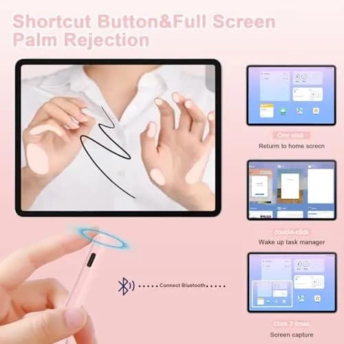 Peaboni Pink Input_Pen Magnetic Wireless Charging & USB C Fast Charge Stylus for iPad 11/10/9/8/7/6th Gen, Pro 13"/12.9"/11", Air M4/M3/M2/5/4/3, Mini (A17 Pro) thumbnail 6