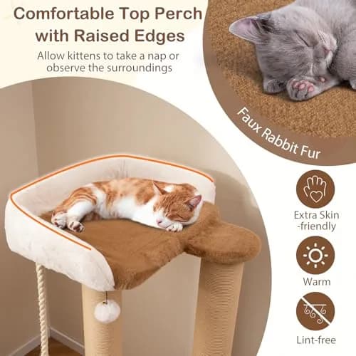 PETSITE 44-inch Modern Cat Tree for Indoor Cats | Multi-Level Tower with Sisal Rope & Self-Groomer (44 inches) thumbnail 7