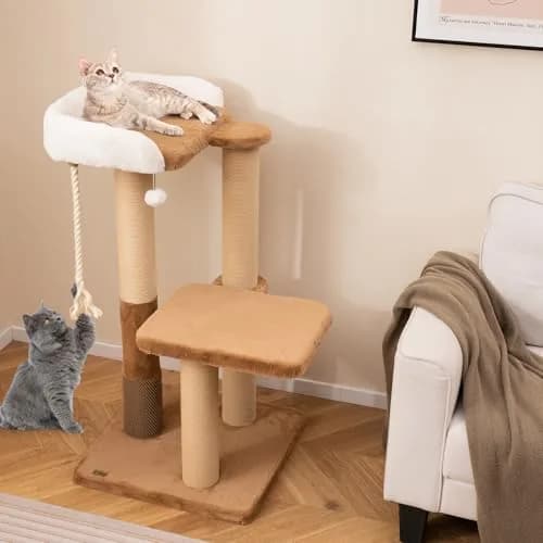 PETSITE 44-inch Modern Cat Tree for Indoor Cats | Multi-Level Tower with Sisal Rope & Self-Groomer (44 inches) thumbnail 2