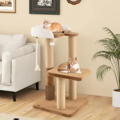 PETSITE 44-inch Modern Cat Tree for Indoor Cats | Multi-Level Tower with Sisal Rope & Self-Groomer (44 inches) thumbnail 3
