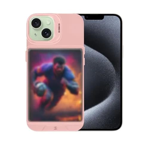 TopWrack iPhone 15 Card Holder Case, Pink | Clear Shockproof Phone Cover with Built-in Stand & Card Slot thumbnail 1