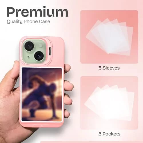 TopWrack iPhone 15 Card Holder Case, Pink | Clear Shockproof Phone Cover with Built-in Stand & Card Slot thumbnail 5