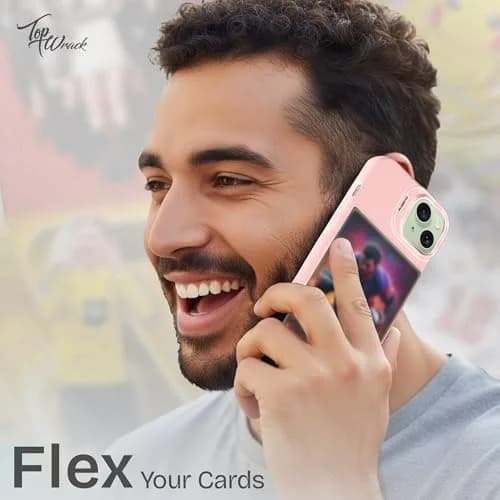 TopWrack iPhone 15 Card Holder Case, Pink | Clear Shockproof Phone Cover with Built-in Stand & Card Slot thumbnail 7