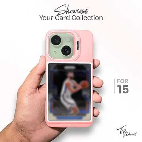 TopWrack iPhone 15 Card Holder Case, Pink | Clear Shockproof Phone Cover with Built-in Stand & Card Slot thumbnail 2