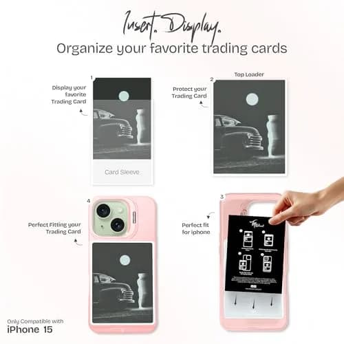 TopWrack iPhone 15 Card Holder Case, Pink | Clear Shockproof Phone Cover with Built-in Stand & Card Slot thumbnail 3
