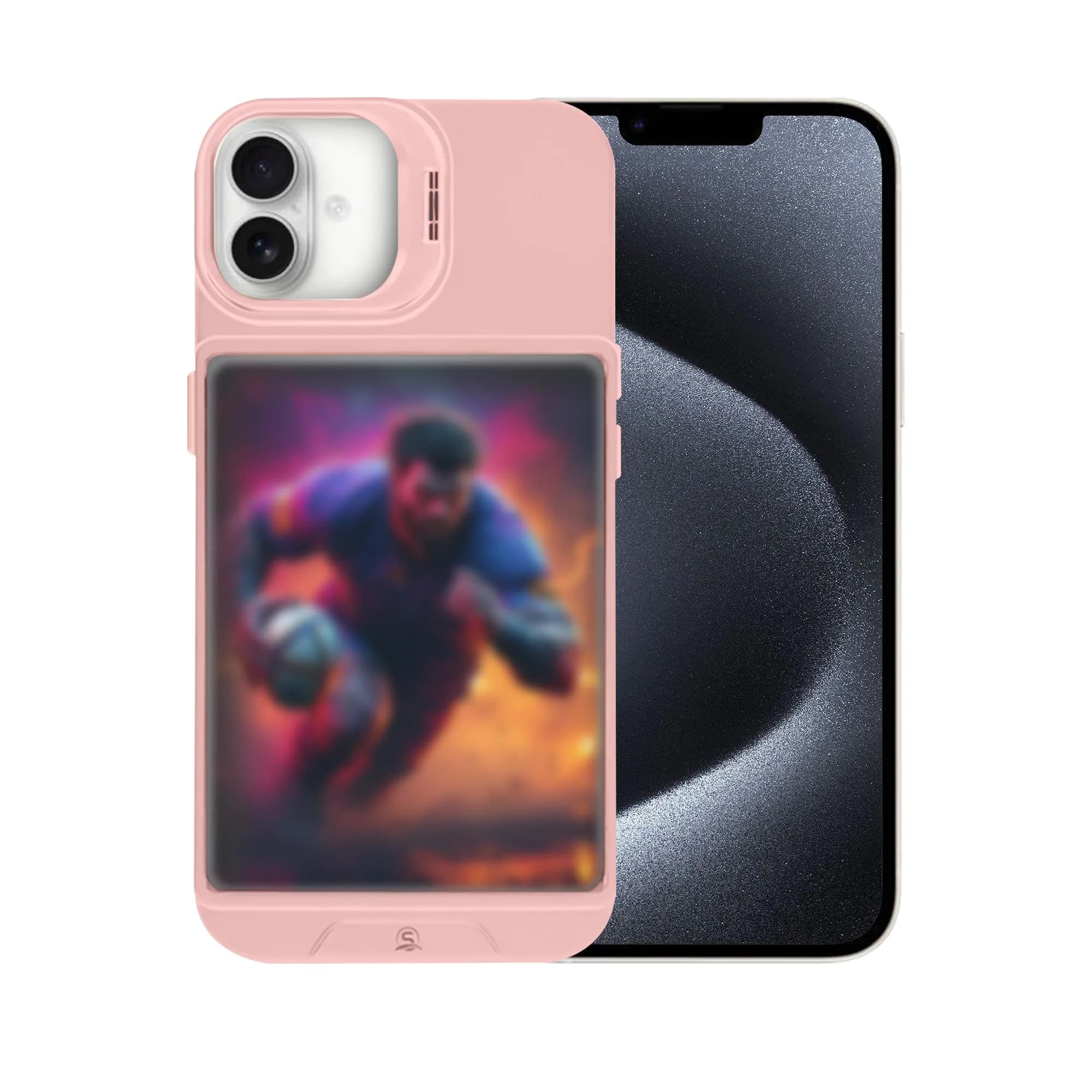 TopWrack Display Phone Case for iPhone 16 | Clear Back Card Holder with Kickstand (Pink)