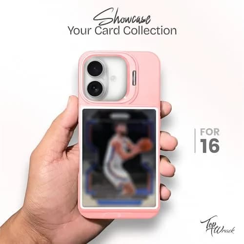 TopWrack Display Phone Case for iPhone 16 | Clear Back Card Holder with Kickstand (Pink) thumbnail 2