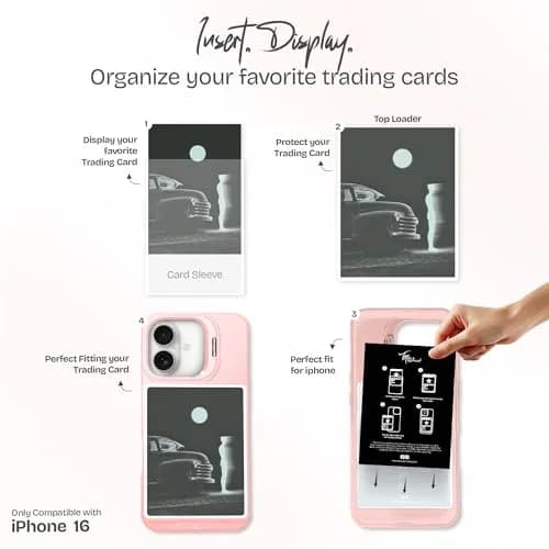 TopWrack Display Phone Case for iPhone 16 | Clear Back Card Holder with Kickstand (Pink) thumbnail 3