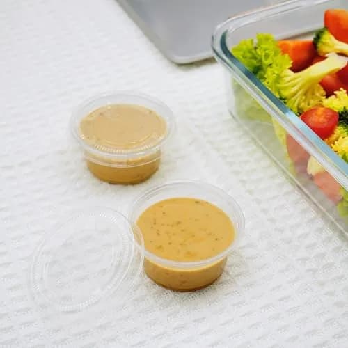 TashiBox 2 oz Plastic Portion Cups with Lids | Leak-Proof, Reusable, Food-Grade BPA-Free (70-120 chars) thumbnail 2