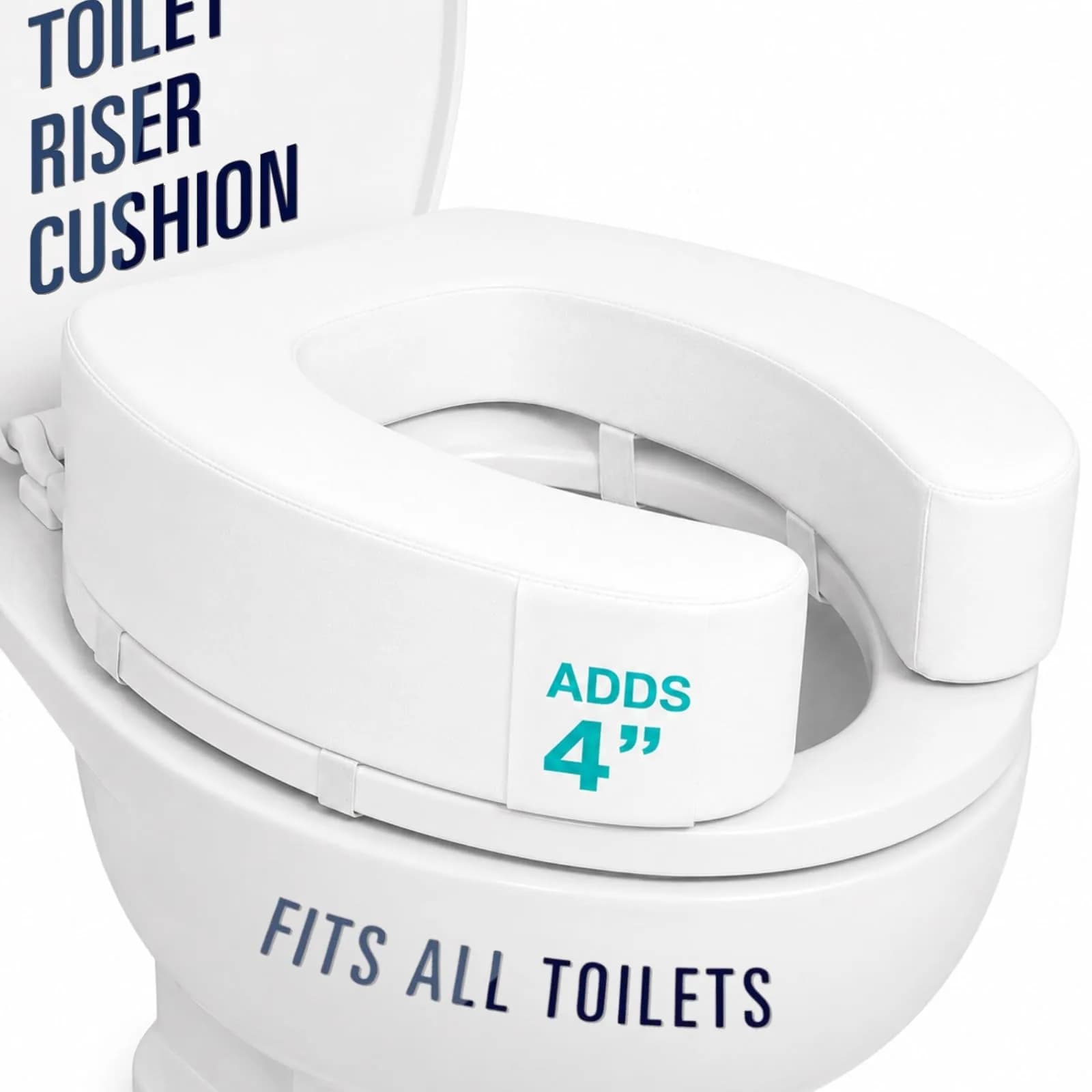 Vive Toilet Seat Riser Cushion for Seniors - 4 Inch Height | Fits Standard & Elongated Seats - main product image