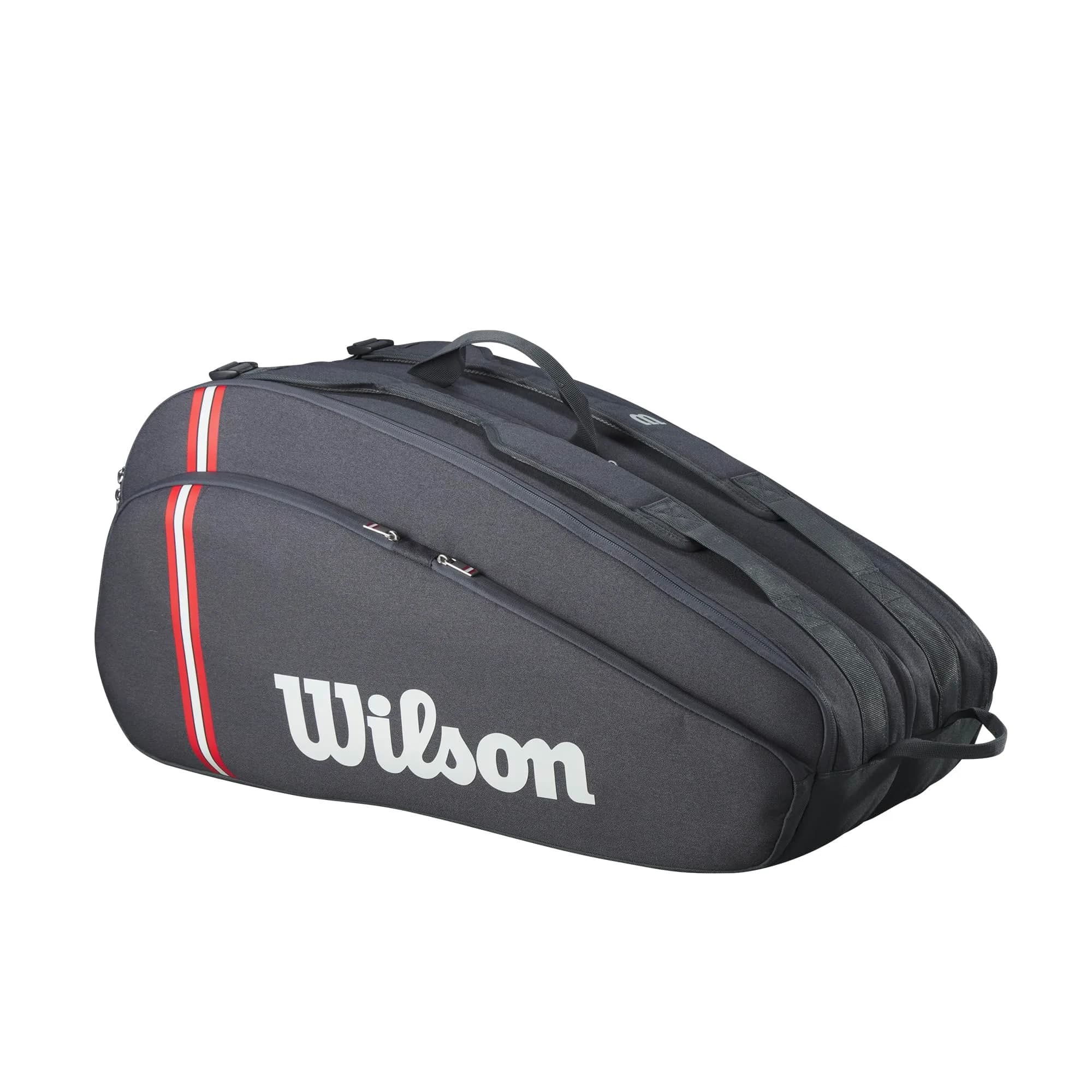 Wilson 2025 Tour Tennis Racket Bag - Black/Red/White, Holds up to 6 Rackets | 72.39cm (28.5") — Holds up to 12 Rackets