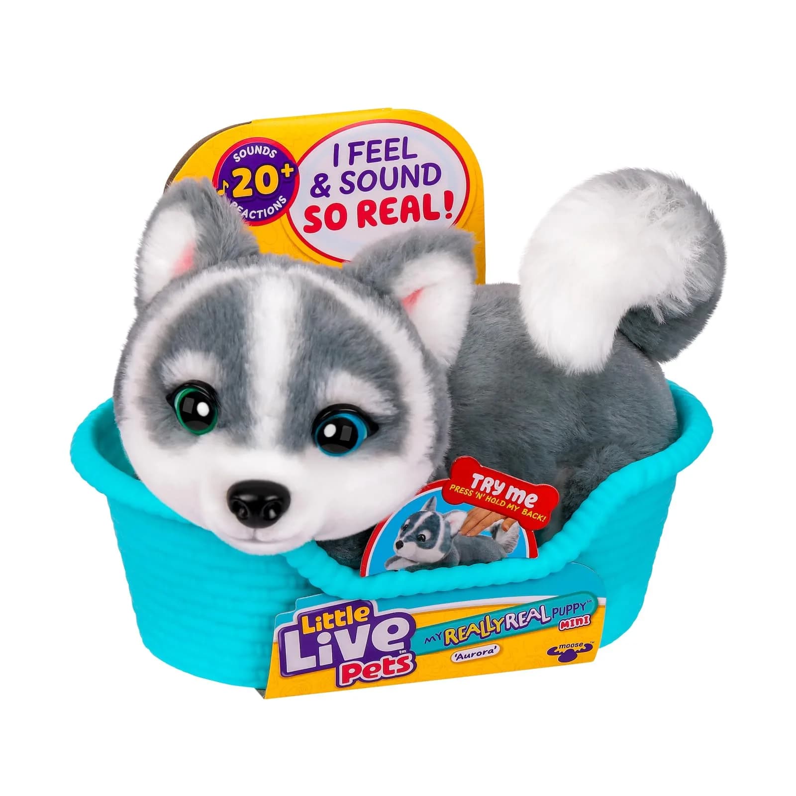 Little Live Pets My Really Real Puppy Mini Aurora the Husky Interactive Plush Toy 11cm (4.3 in) | Educational Toy Figure — Mini Husky