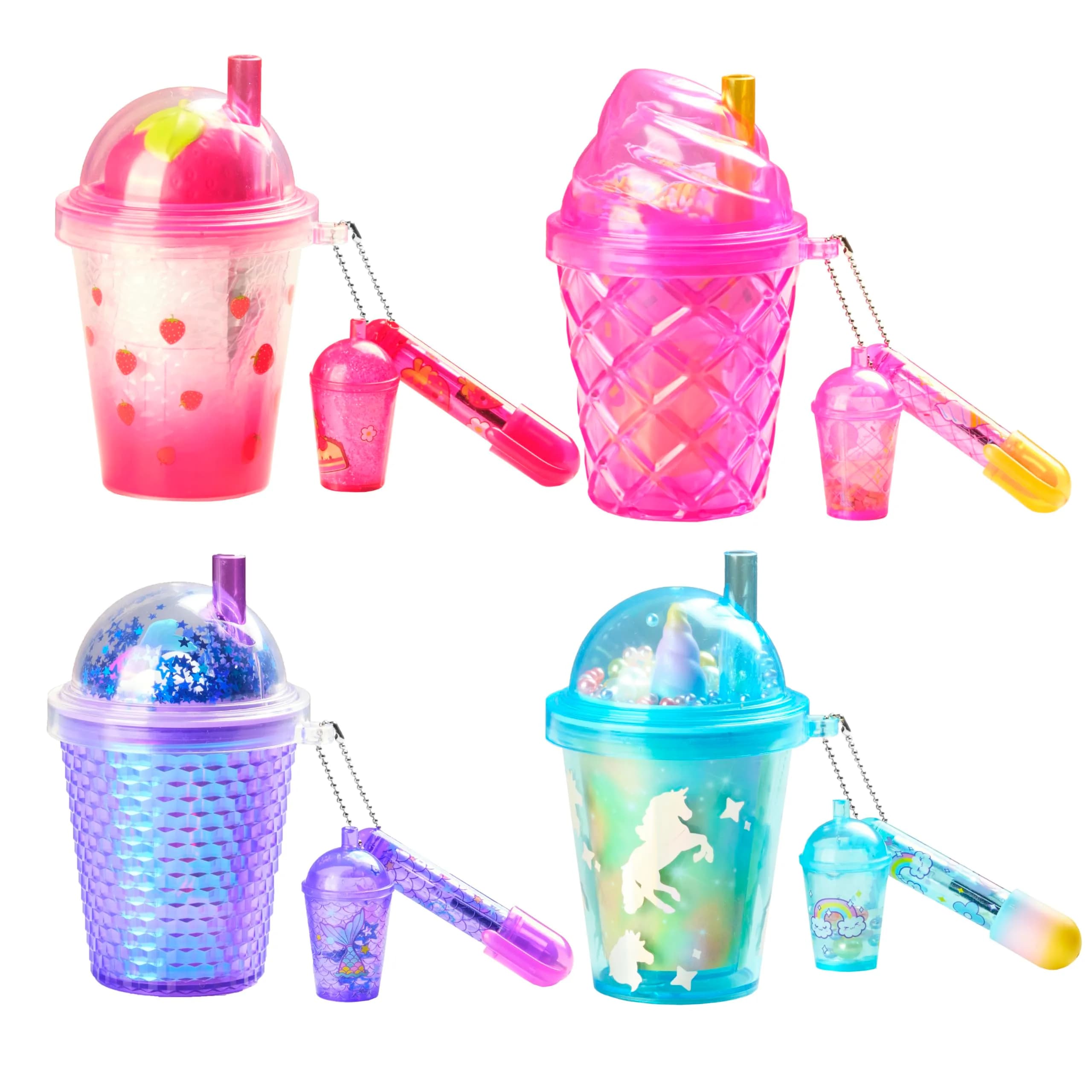 REAL LITTLES Liquid Charms Micro Backpack with Stationery Surprises | 1 Micro Backpack, Multicolor — 4 Cups
