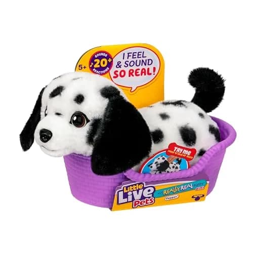 Little Live Pets My Really Real Puppy Mini Pepper the Dalmatian Interactive Plush Toy with Basket, 11cm (4.3in) | Educational Toy Figure for Kids 3-6 thumbnail 1