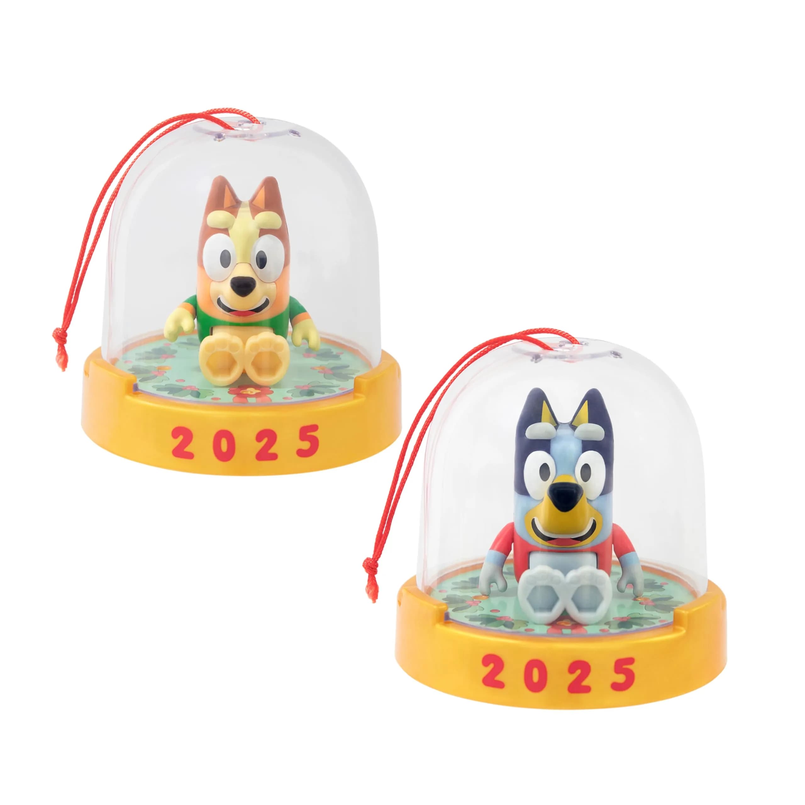 Bluey Ornament Pack of 2, Poseable Mini Figures in Sweaters with Gold Base | 2025 Dated Holiday Decor - main product image