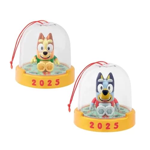 Bluey Ornament Pack of 2, Poseable Mini Figures in Sweaters with Gold Base | 2025 Dated Holiday Decor thumbnail 1