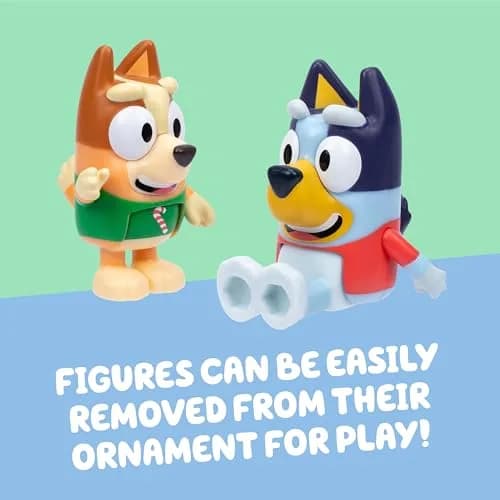 Bluey Ornament Pack of 2, Poseable Mini Figures in Sweaters with Gold Base | 2025 Dated Holiday Decor thumbnail 4
