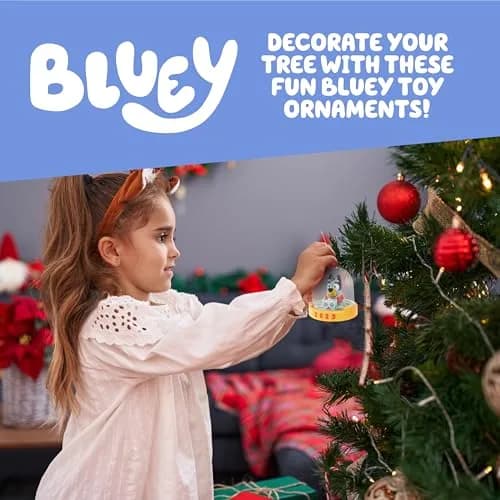 Bluey Ornament Pack of 2, Poseable Mini Figures in Sweaters with Gold Base | 2025 Dated Holiday Decor thumbnail 2