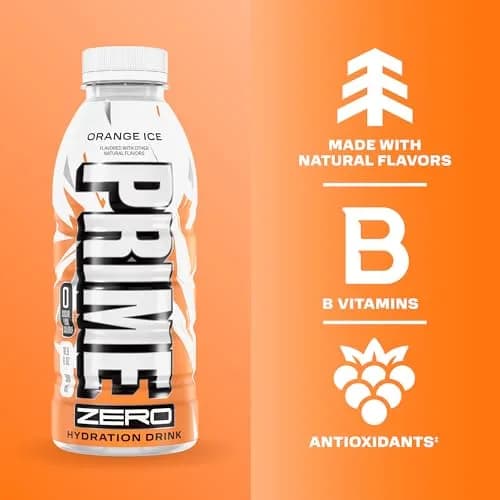 PRIME HYDRATION ZERO ORANGE ICE 16.9 Fl Oz | Sugar-Free Electrolyte Sports Drink for Active Lifestyle thumbnail 3