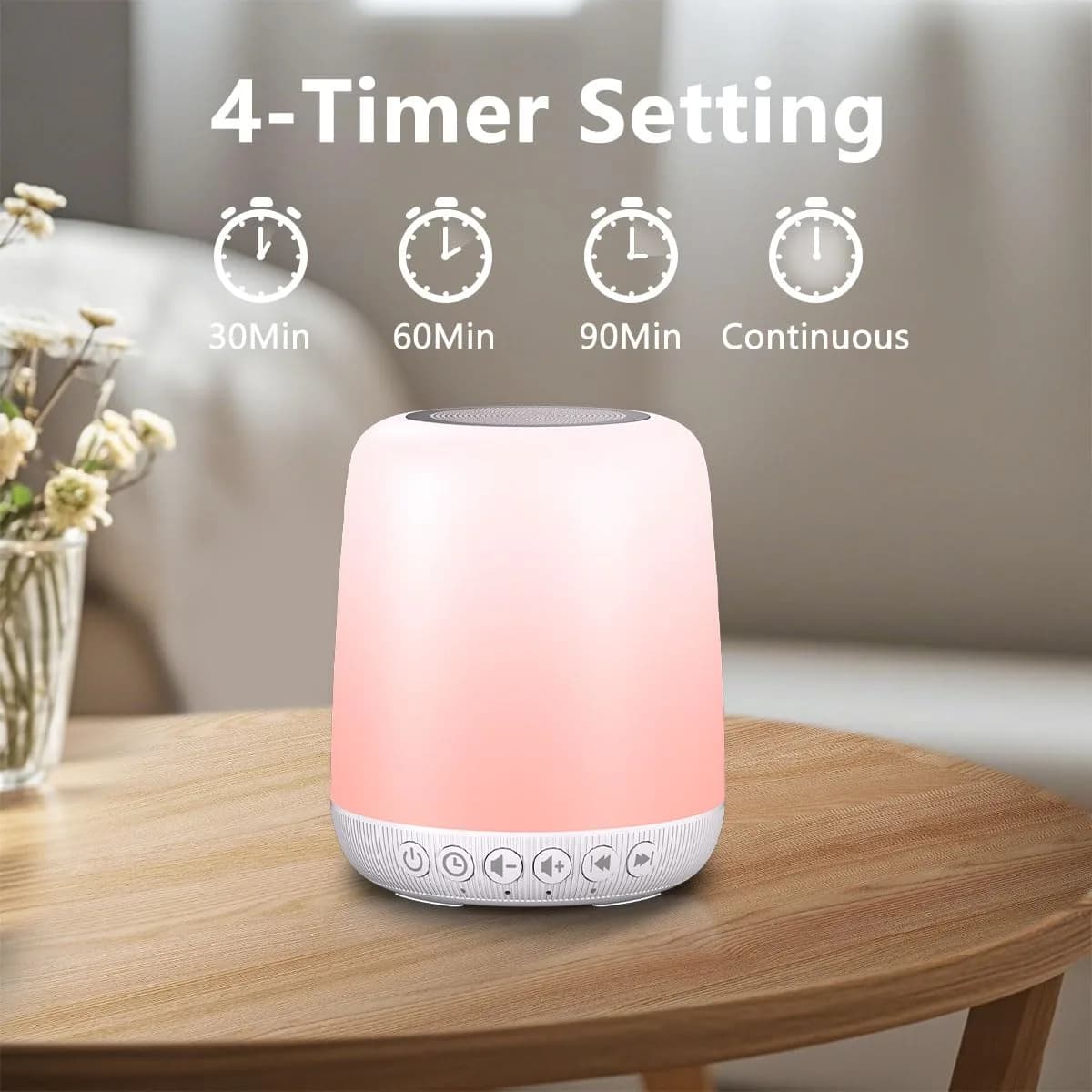 Easysleep White Noise Sound Machine Milky White | 30 Soothing Sounds, 12 Night Light Colors, App Control - view 5