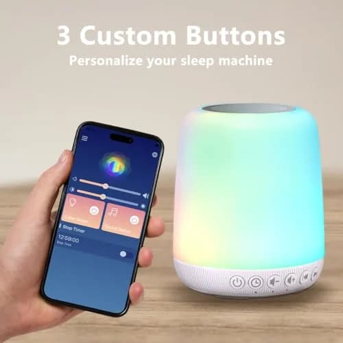 Easysleep White Noise Sound Machine Milky White | 30 Soothing Sounds, 12 Night Light Colors, App Control thumbnail 6