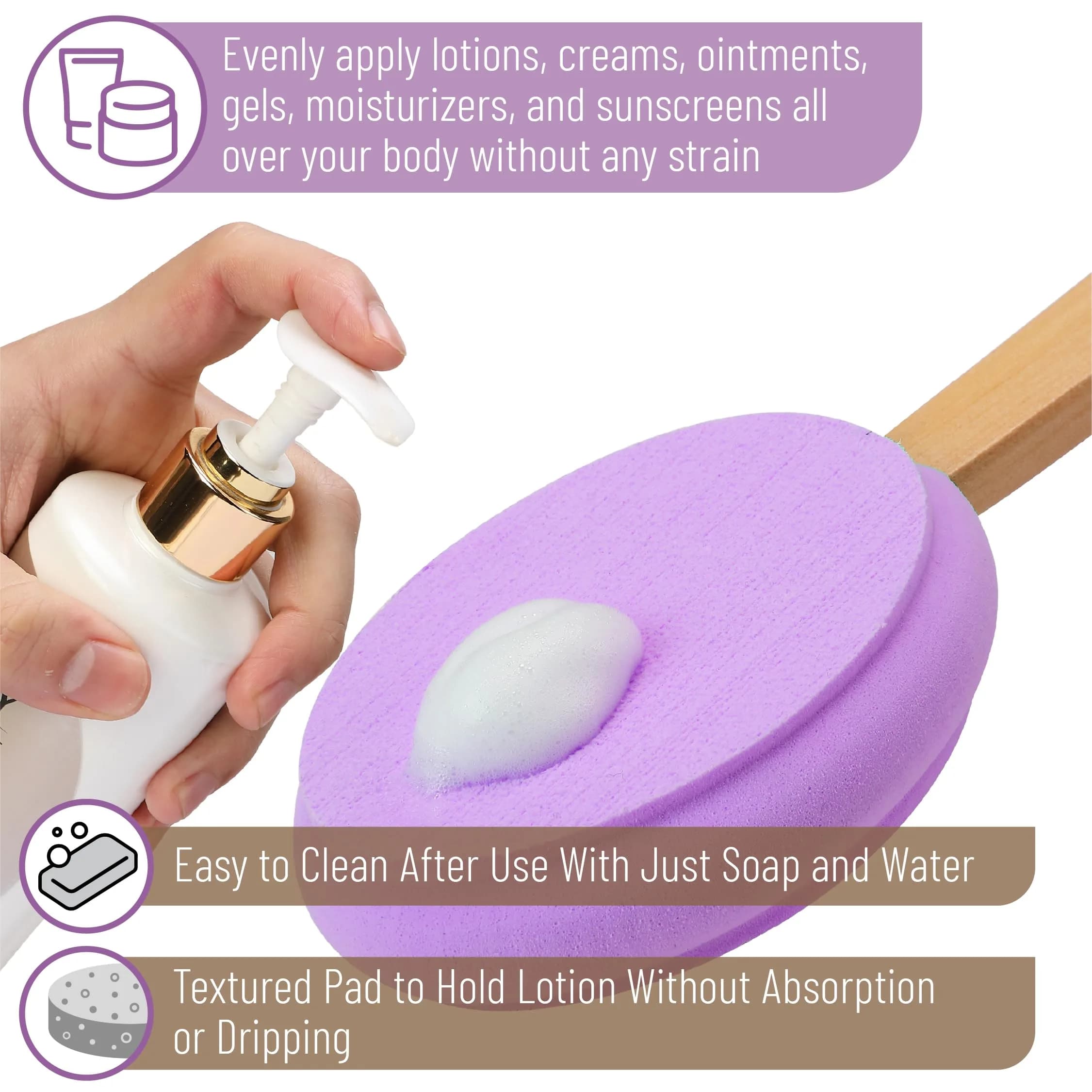Slick Solutions Purple Lotion Applicator 44 cm (17 Inch) | Certified Organic Foam Pad - view 4
