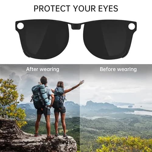HIBLOKS Polarized Clip-on for Ray-Ban Meta Wayfarer RW4008/RW4012 Large 53-22 (2-Pack, Black+Green Matte Frame) | Perfect Fit for Smart Glasses thumbnail 4