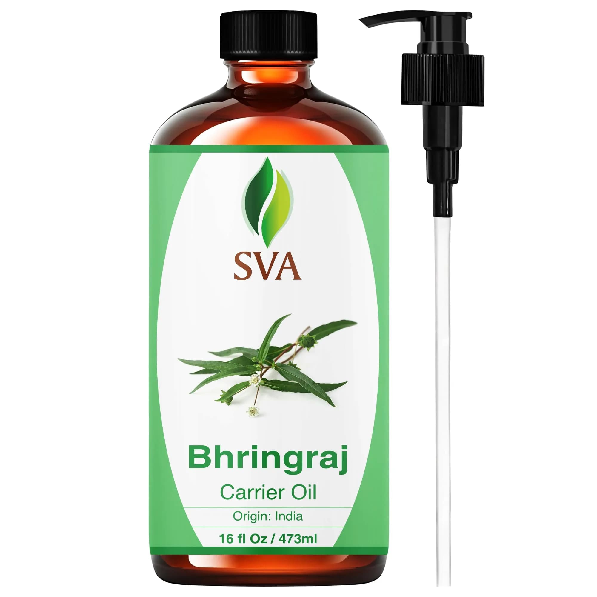 SVA ORGANICS Bhringraj Carrier Oil - Large 16 Fl Oz Bottle | Pure & Natural - main product image