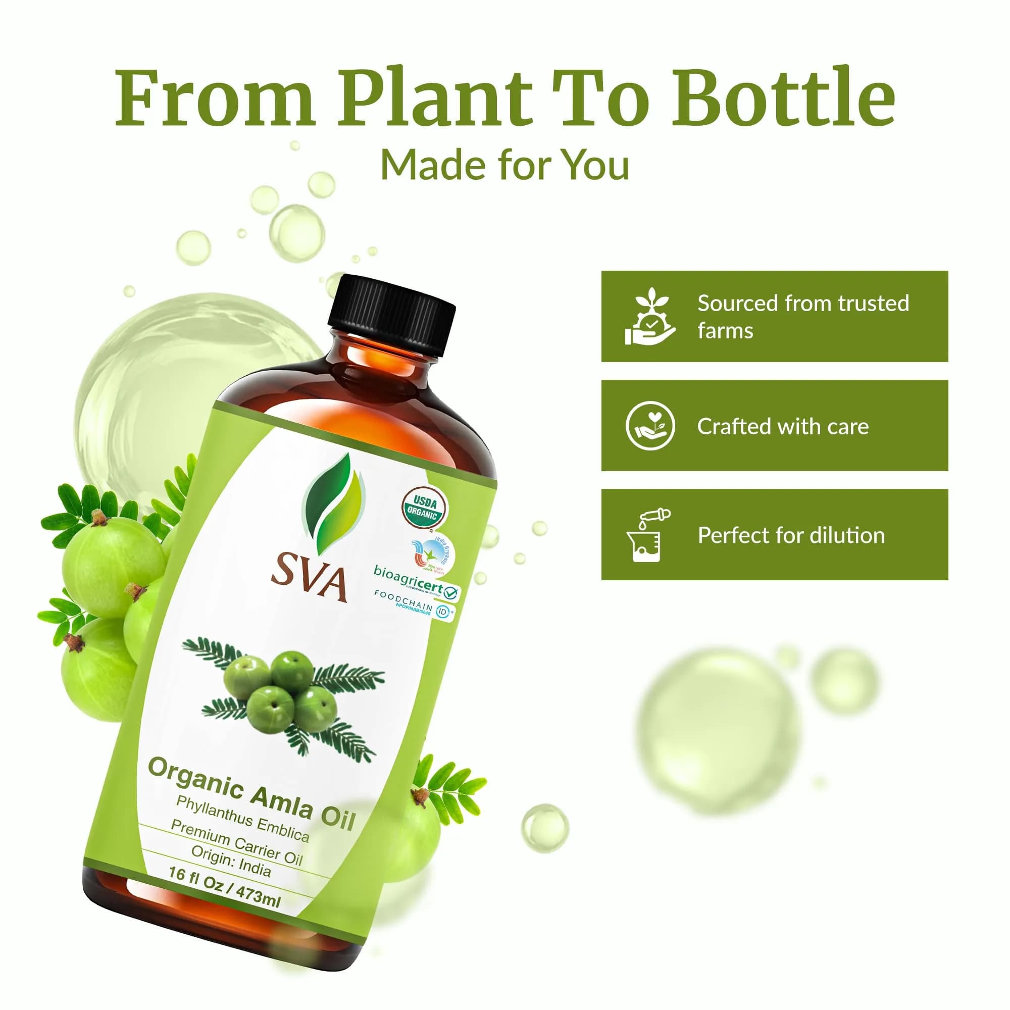 SVA Organics Amla Carrier Oil - 16 Fl Oz (473 ml) | Pure & Natural - view 4