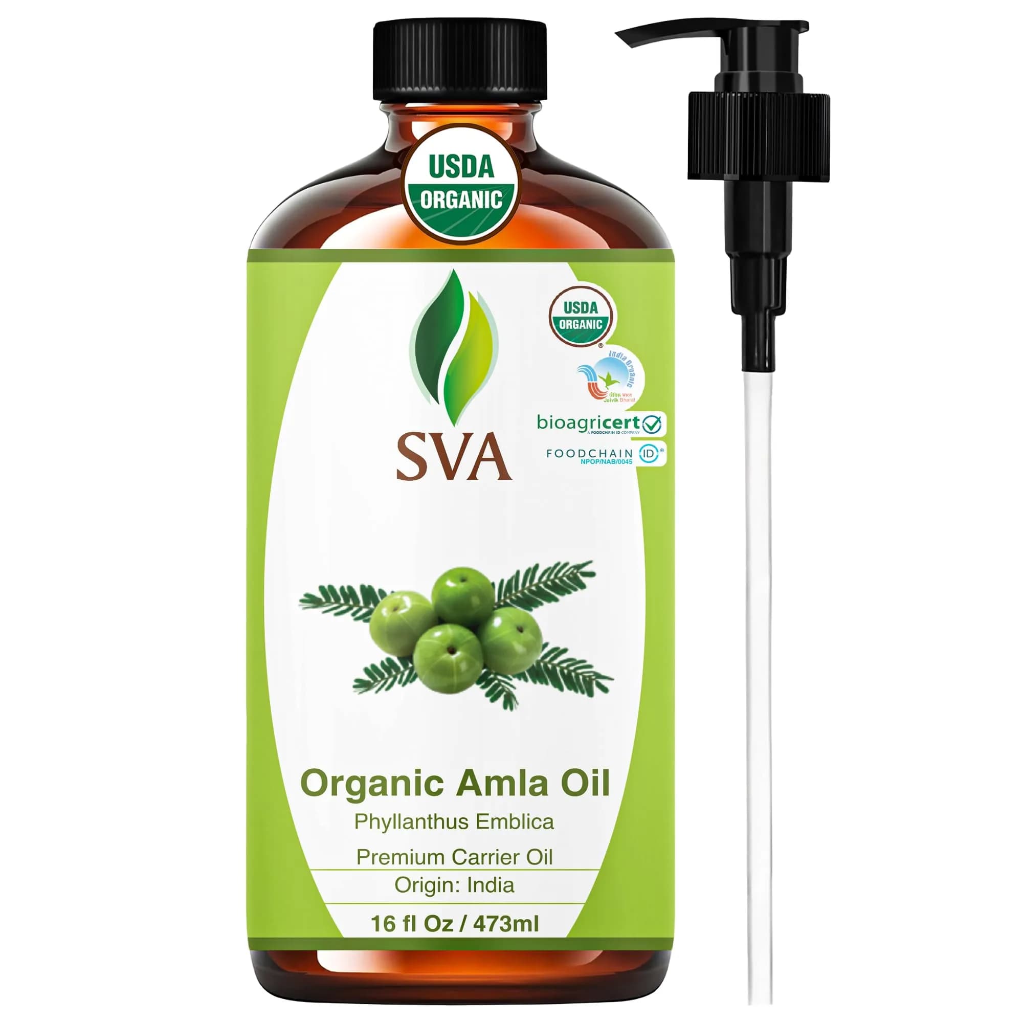 SVA Organics Amla Carrier Oil - 16 Fl Oz (473 ml) | Pure & Natural - main product image