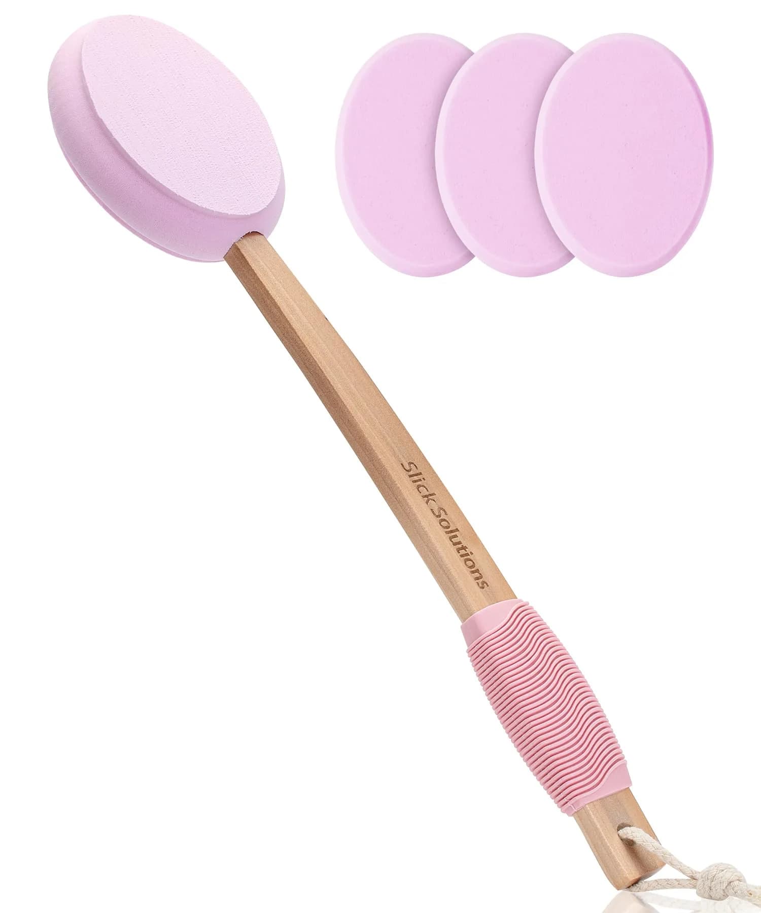 Slick Solutions Lotion Applicator 17 inch Pink | Easy Reach for Back & Body — Pink / + 3 Extra Pads
