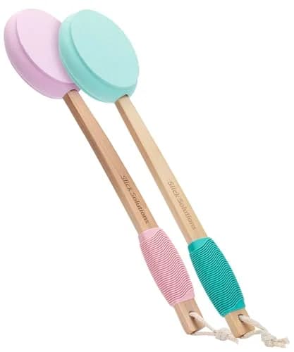 Slick Solutions 17 Inch Lotion Applicator - 2 Pack in Green and Pink for Easy Back & Body Reach thumbnail 1