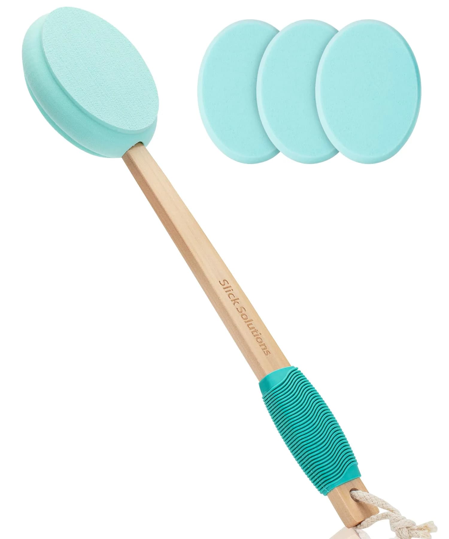 Slick Solutions 17 inch Green Lotion Applicator with 3 Extra Pads | Easy Reach for Back & Body - main product image