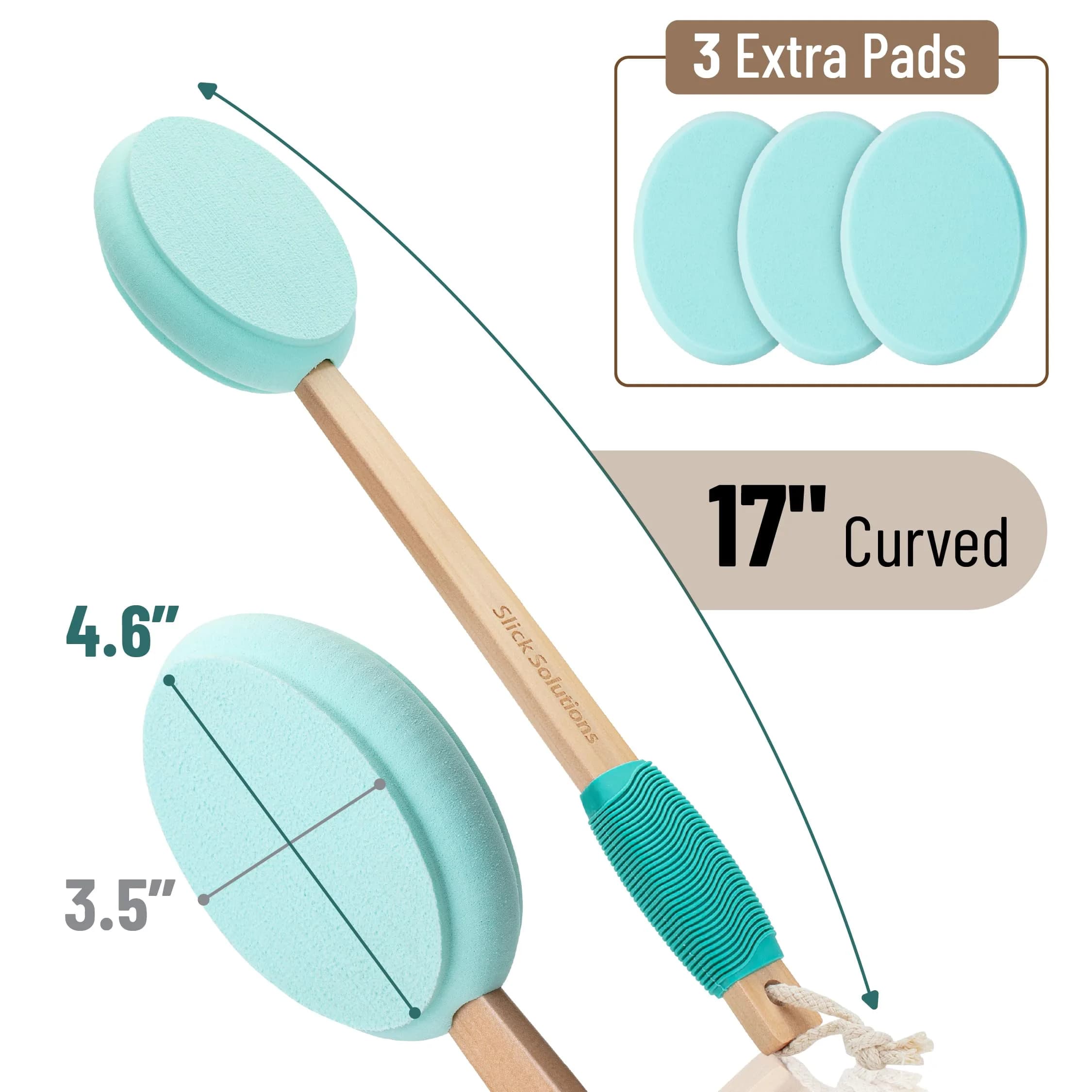 Slick Solutions 17 inch Green Lotion Applicator with 3 Extra Pads | Easy Reach for Back & Body - view 2